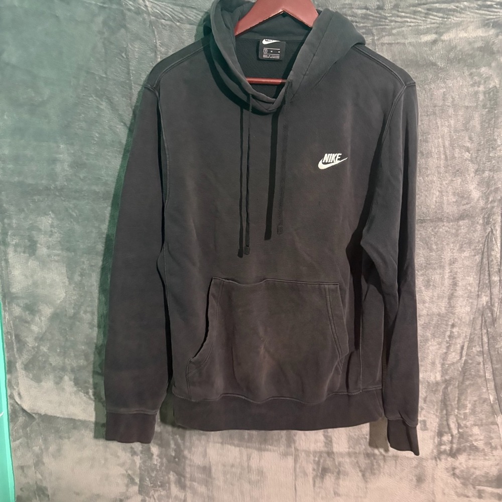 Nike Hoodie Mens Medium Black Pull over Faded Skate OutDoor Y2K